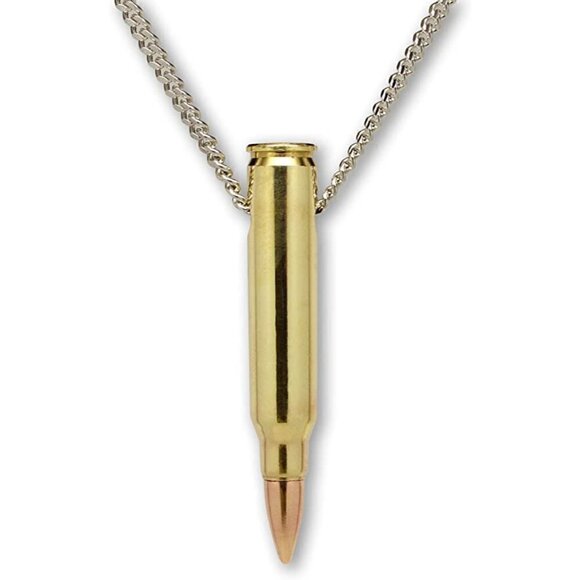 REMINGTON 223 bullet necklace hand polished brass & copper finish 20